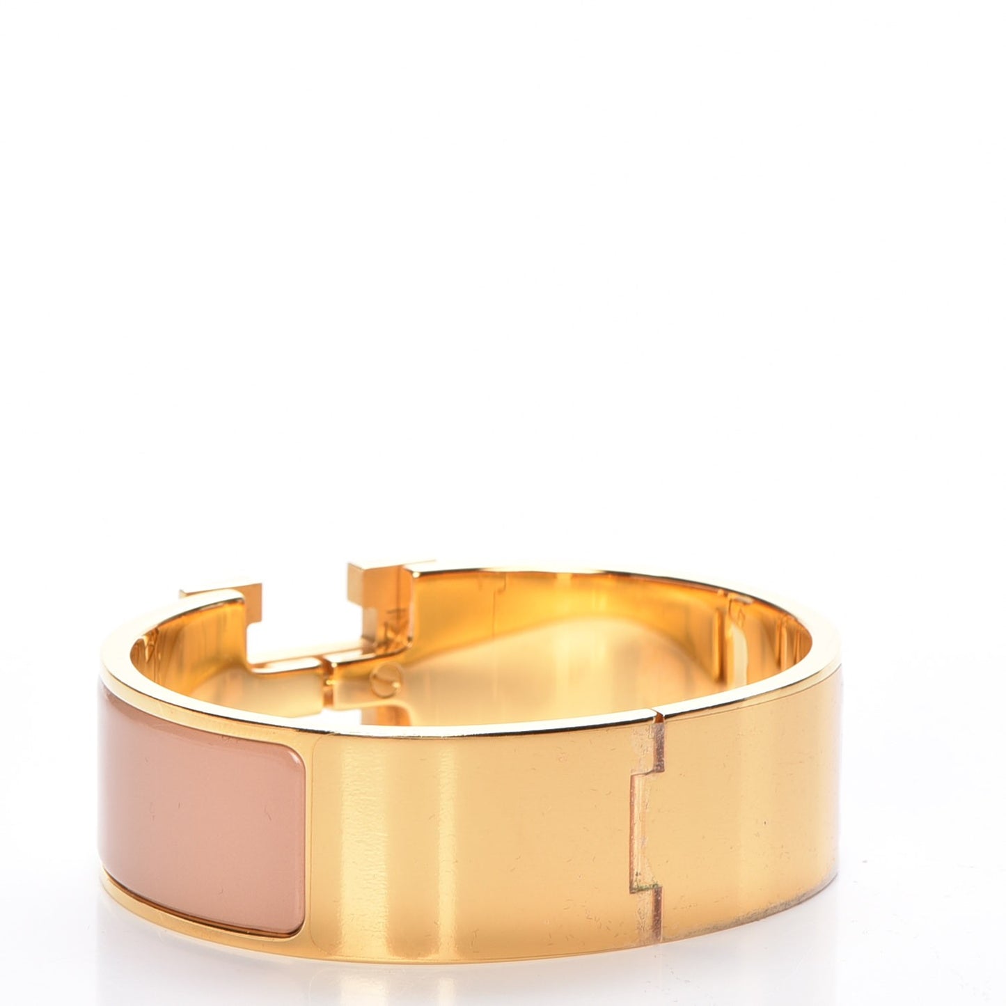 Enamel Wide Clic Clac H Bracelet GM Rose Poudre