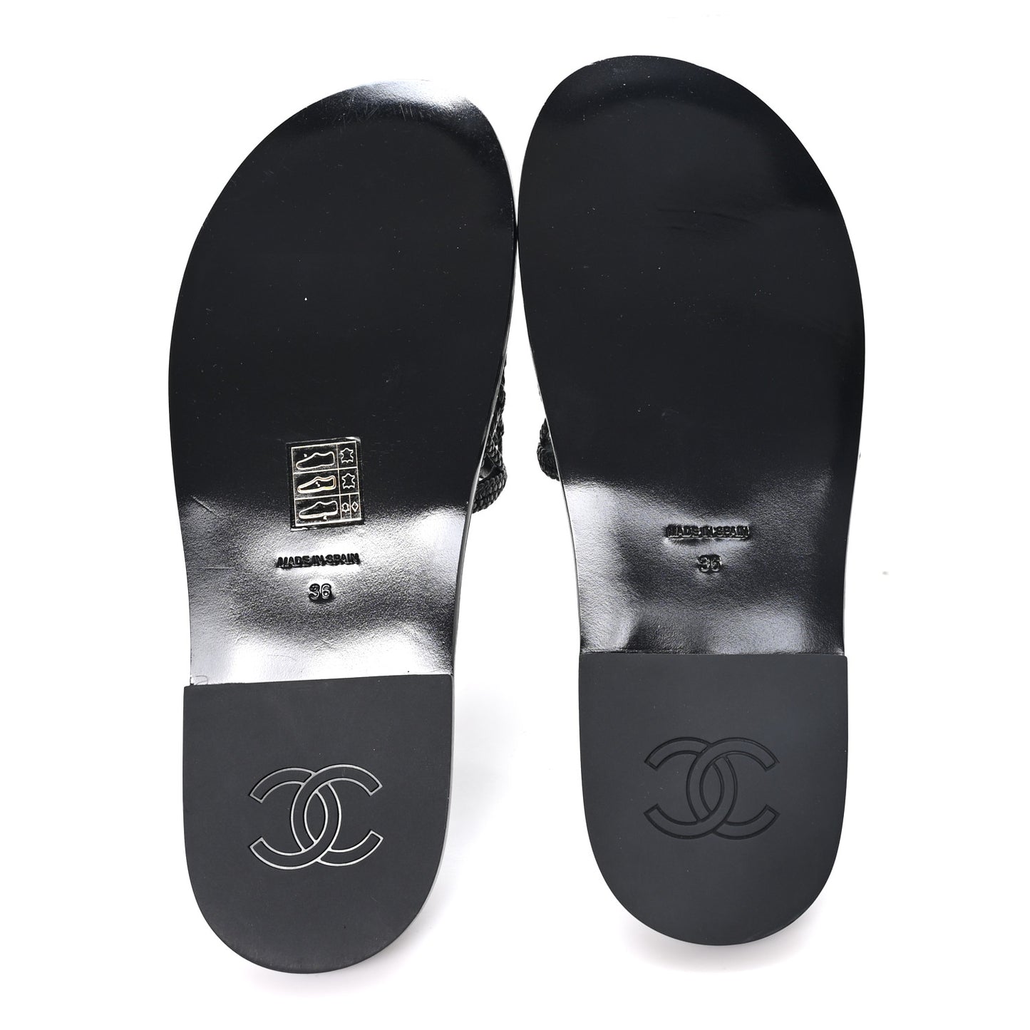 Lambskin Crochet CC Mules Sandals 36 Black