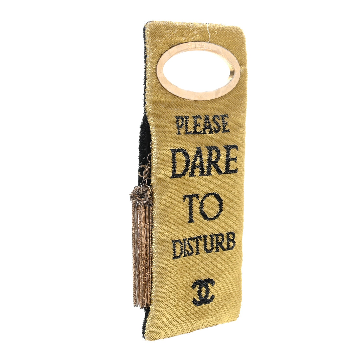 Chanel Sequin Do Not Disturb Minaudiere Clutch Black Gold 3 of 10