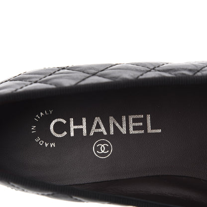 Chanel Aged Calfskin Quilted Cap Toe Ballerina Flats 38 Black 7 of 10