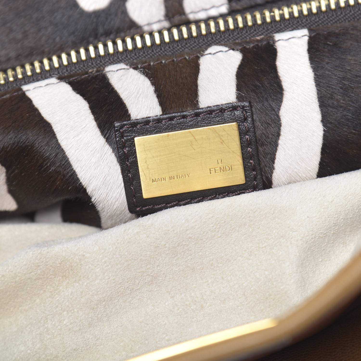Fendi Goatskin Calf Hair Large Peekaboo Iconic Satchel Cuoio Moro 8 of 12