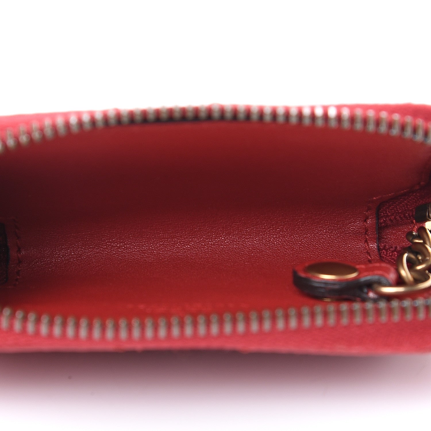 Gucci Calfskin Matelasse GG Marmont Zip Around Key Case Hibiscus Red 4 of 6