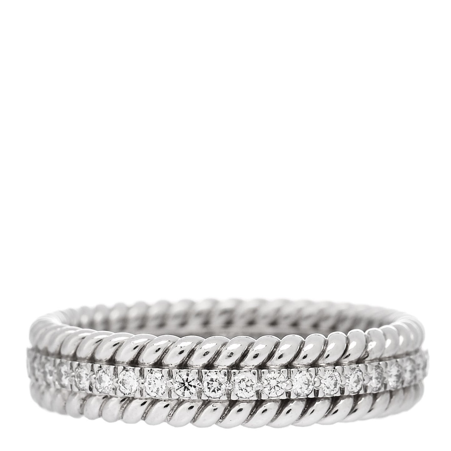 Platinum Diamond Schlumberger Rope Two-Row Ring 50 5.5