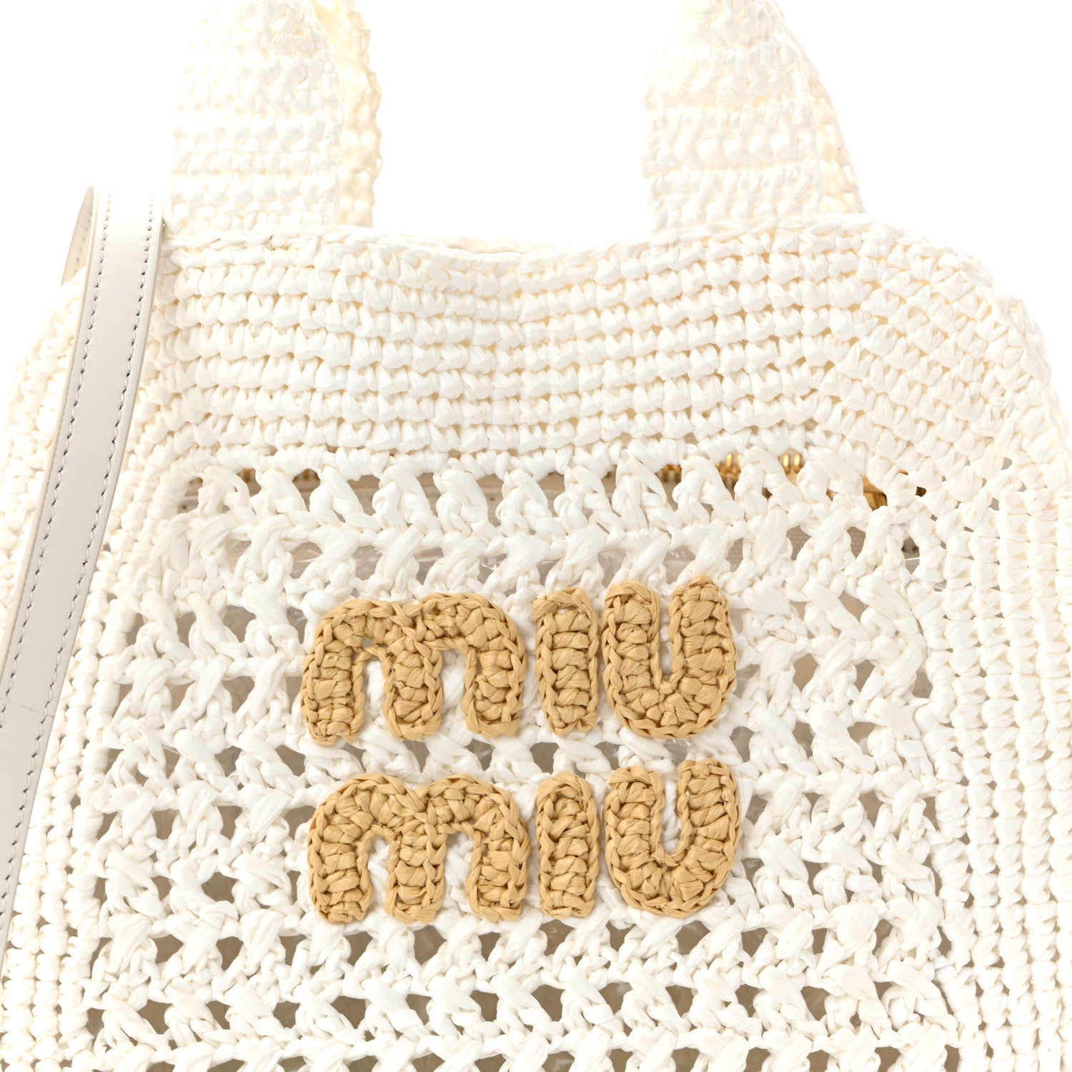 Miu Miu Raffia Crochet Woven Tote Bag White 1884740 – FASHIONPHILE