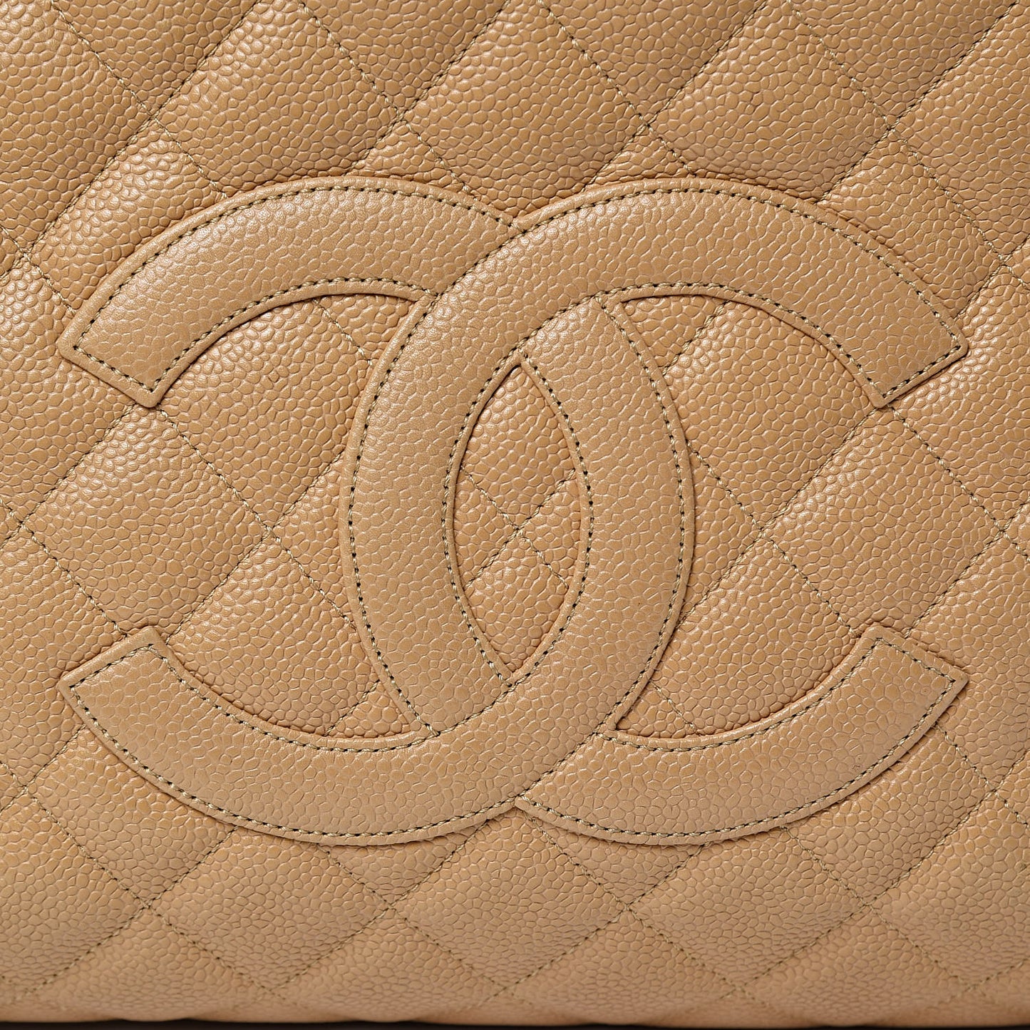 Caviar Quilted Grand Shopping Tote GST Beige