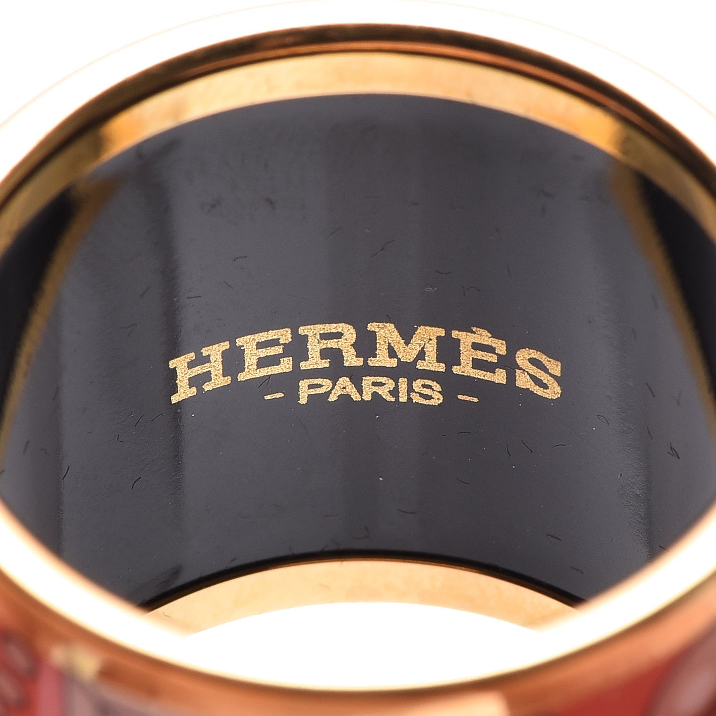 Enamel Printed Gold Plated Collier de Chiens Scarf Ring