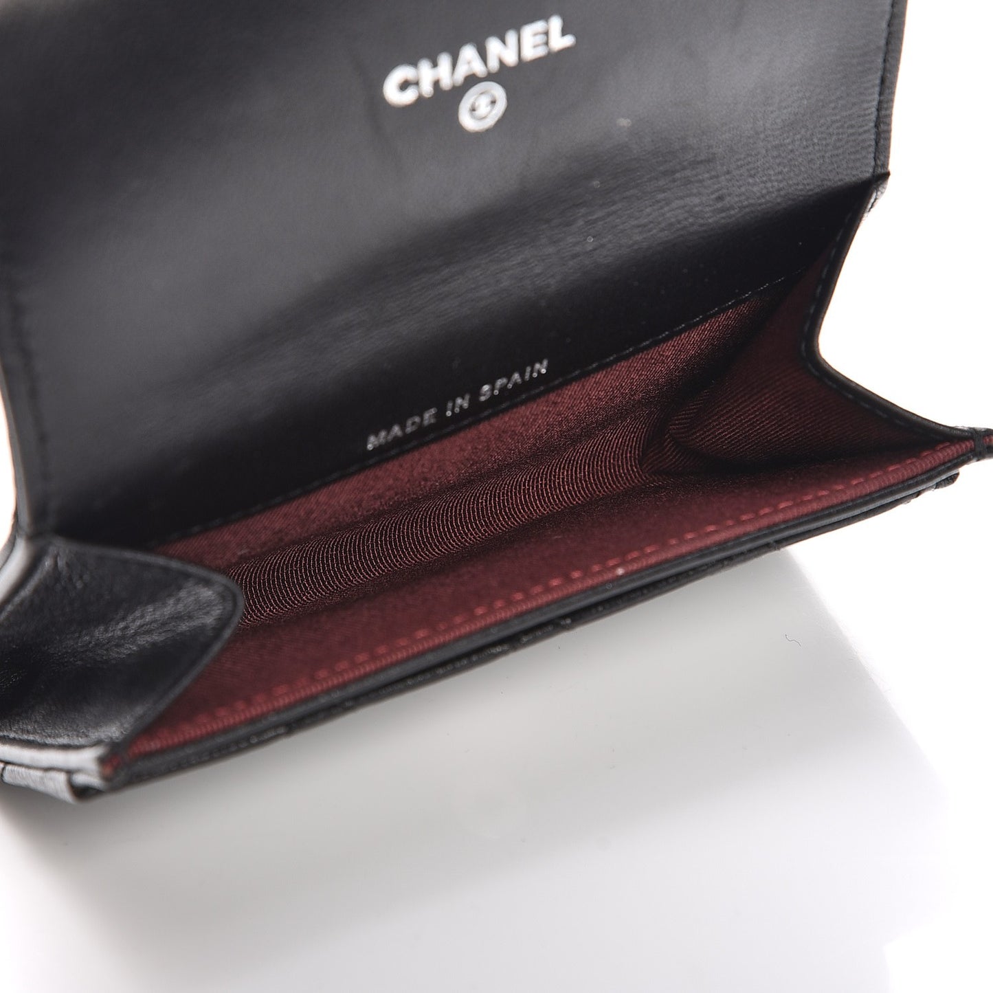 Lambskin Quilted Flap Card Holder Black