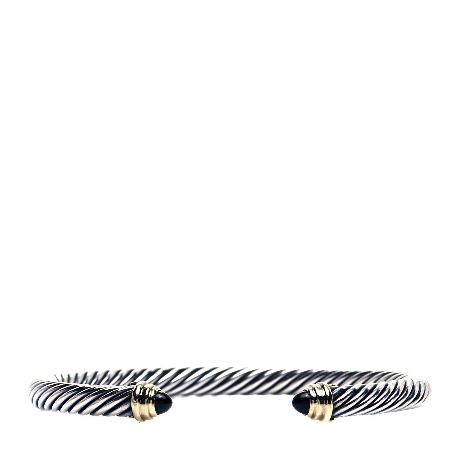 David Yurman Sterling Silver 14K Yellow Gold Black Onyx 5mm Cable Classics Petite Color Bracelet 1 of 5