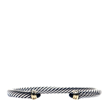 David Yurman Sterling Silver 14K Yellow Gold Black Onyx 5mm Cable Classics Petite Color Bracelet 1 of 5