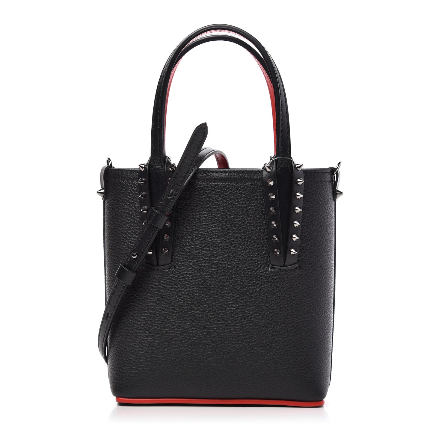 Calfskin Spikes Mini North South Cabata Tote Black