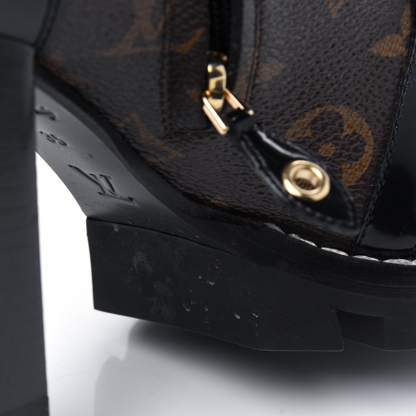 Patent Calfskin Monogram Star Trail Ankle Boots 35 Black