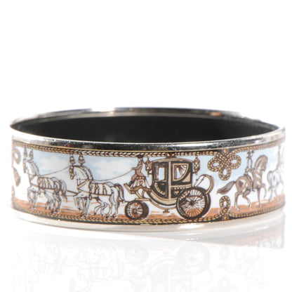 Hermes Enamel Printed Horse Carriage Wide Bracelet 65 3 of 5