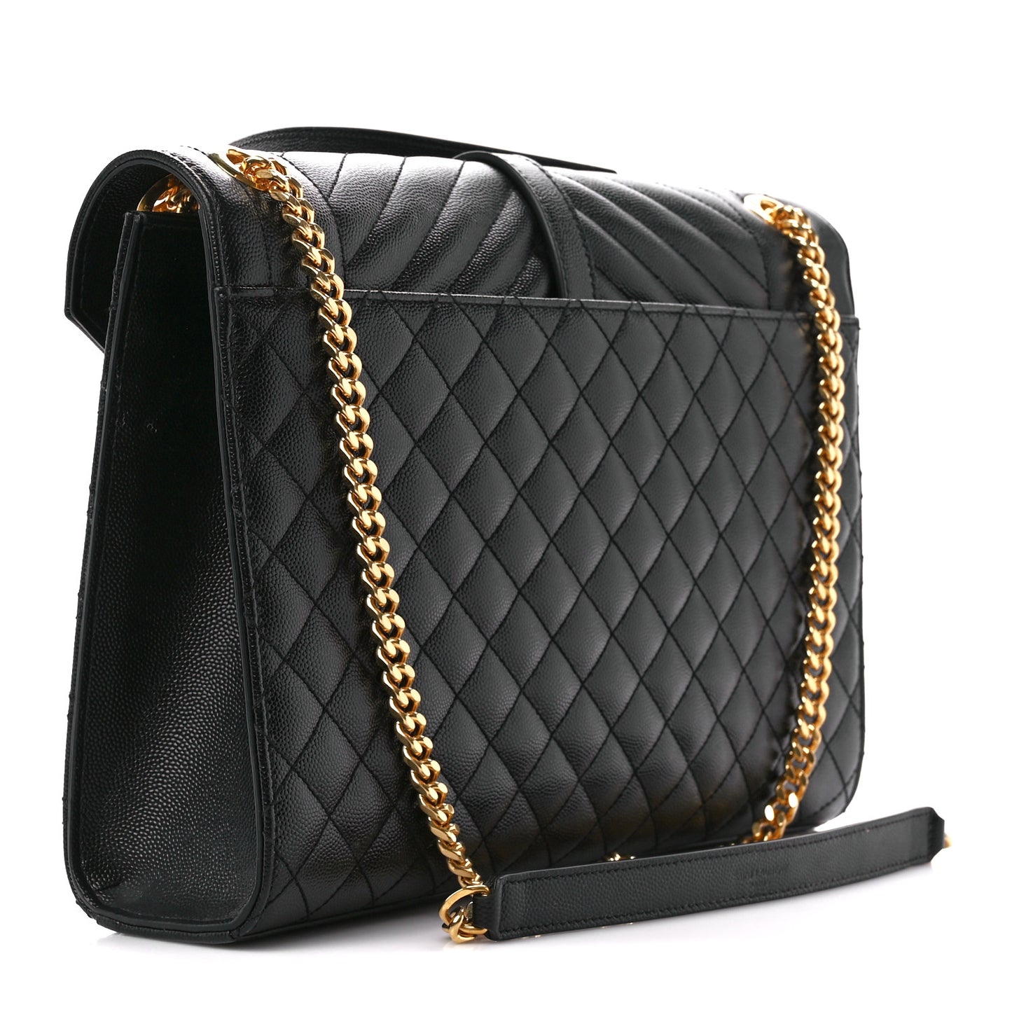 Grain De Poudre Textured Mixed Matelasse Large Triquilt Monogram Satchel Black