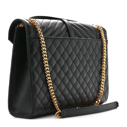 Saint Laurent Grain De Poudre Textured Mixed Matelasse Large Triquilt Monogram Satchel Black 3 of 11