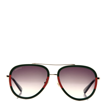 Gucci Web Aviator Sunglasses GG0062S Green Red 2 of 8