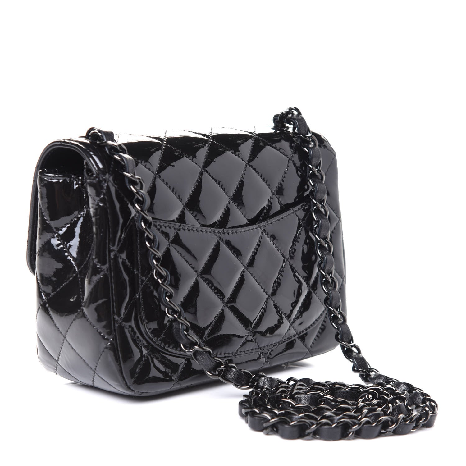 Chanel Patent Quilted Mini Square Flap So Black 2 of 5