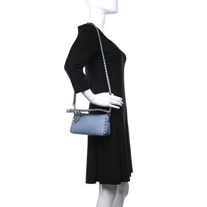 Valentino Garavani Pebbled Calfskin Small Rockstud Flip Lock Shoulder Bag Niagara 2 of 8