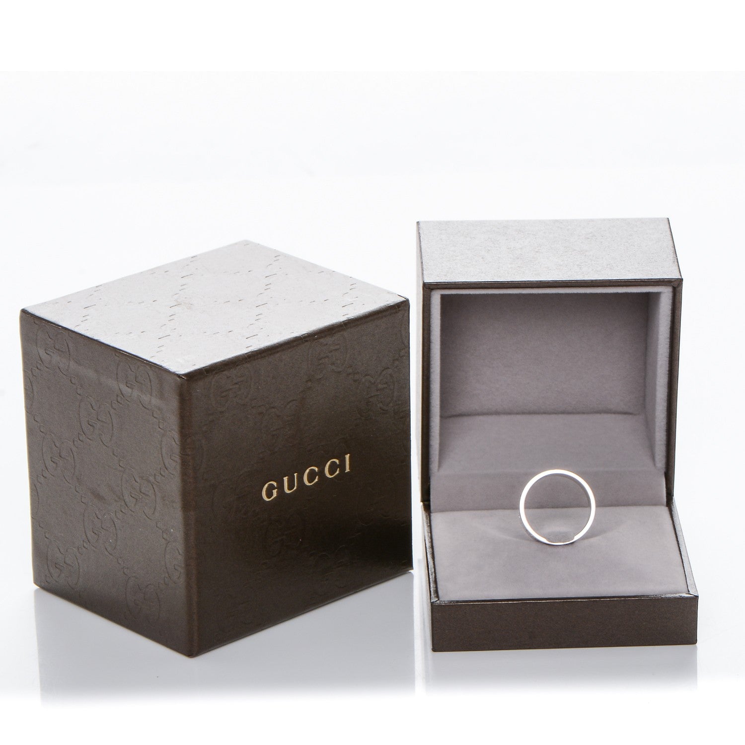 Gucci 18K White Gold 9mm Icon Band Ring 7.5 5 of 5