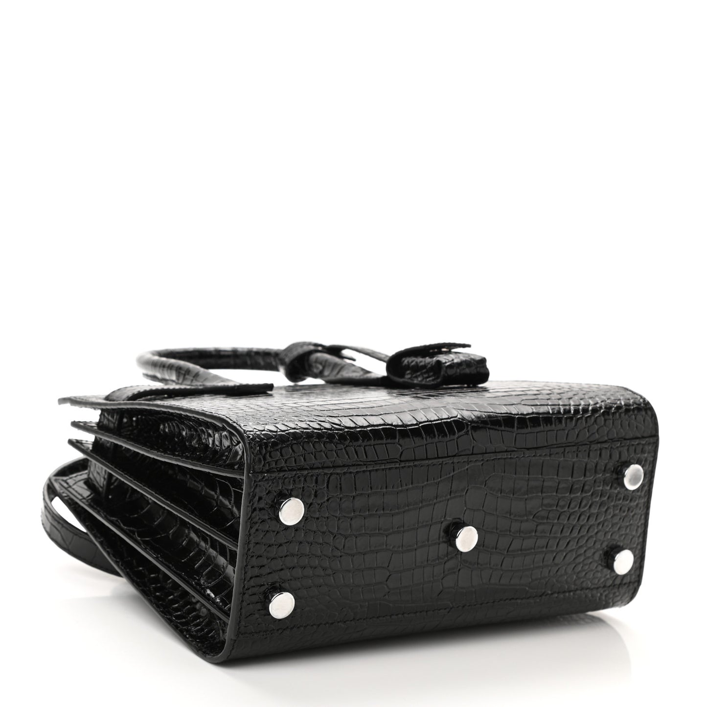 Calfskin Crocodile Embossed Nano Sac De Jour Black