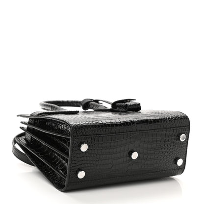 Saint Laurent Calfskin Crocodile Embossed Nano Sac De Jour Black 4 of 9