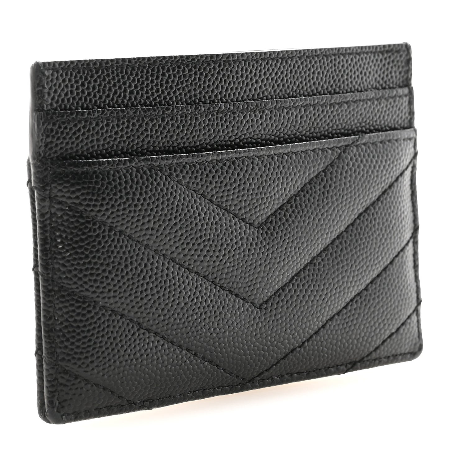 Grain De Poudre Matelasse Chevron Monogram Credit Card Case Black