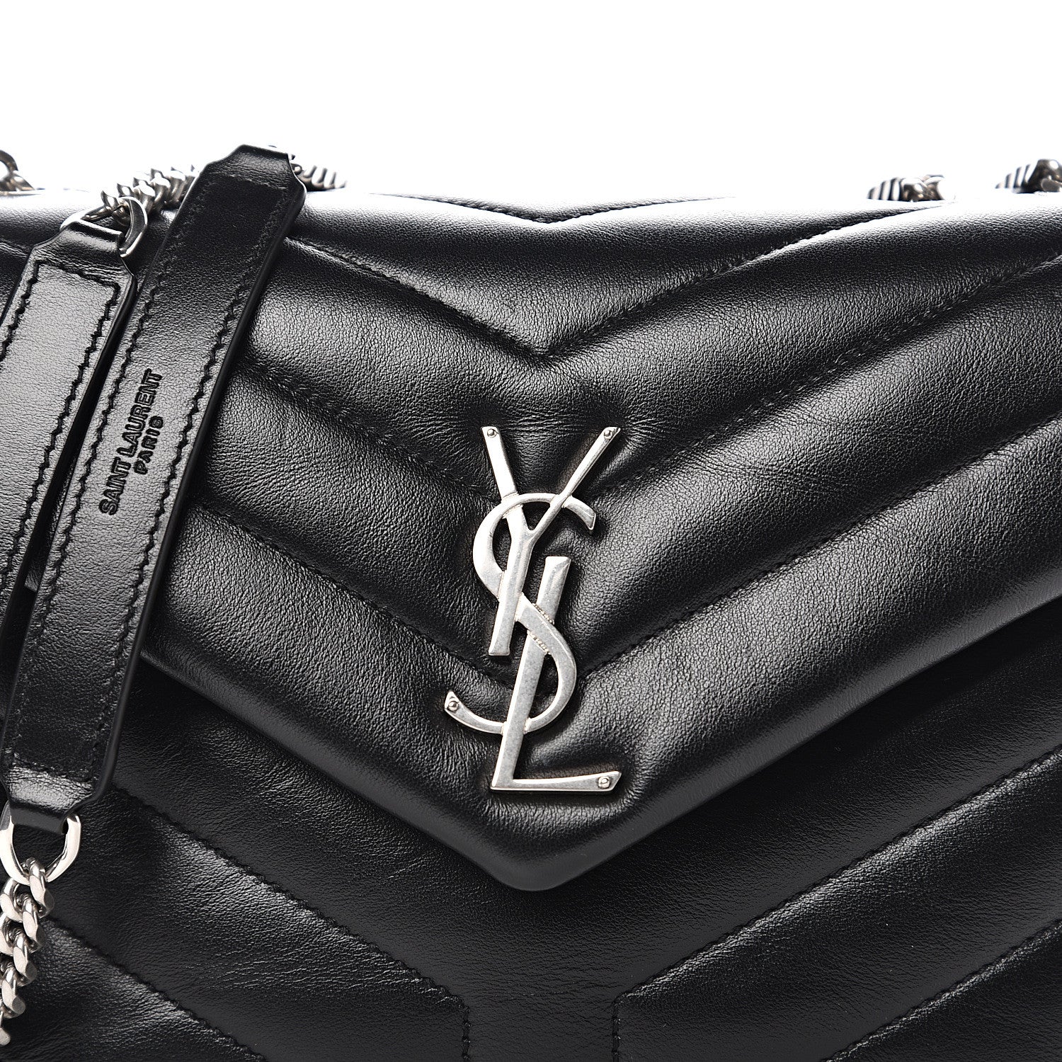 Saint Laurent Calfskin Y Quilted Monogram Small Loulou Chain Satchel Black 9 of 9