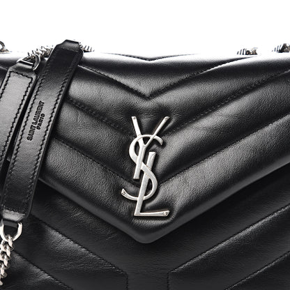Saint Laurent Calfskin Y Quilted Monogram Small Loulou Chain Satchel Black 9 of 9