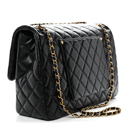 Chanel Grained Calfskin Quilted XXL Travel Flap Bag Black 3 of 10