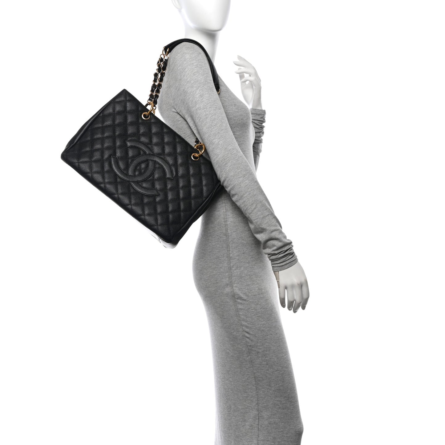 Caviar Quilted Grand Shopping Tote GST Black