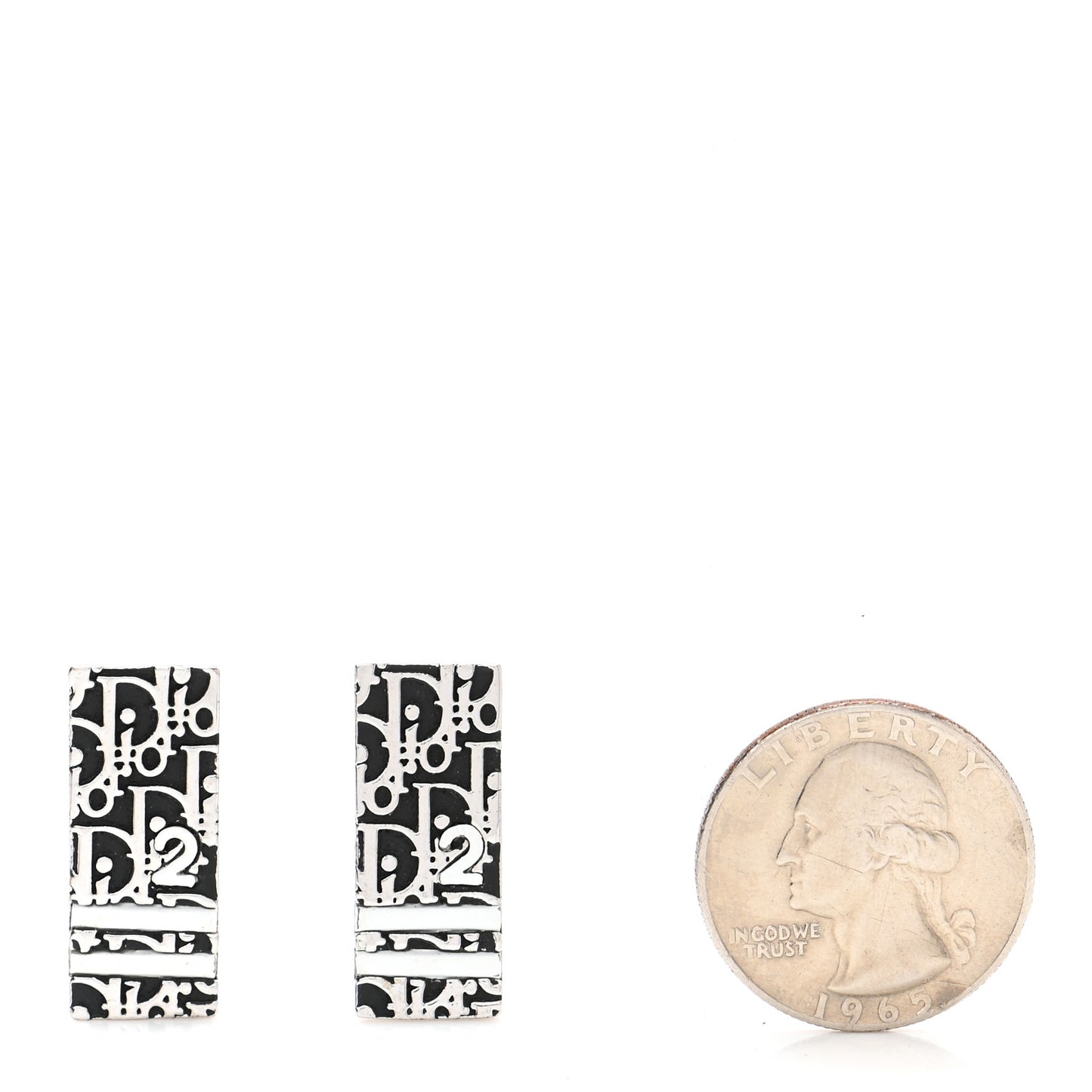 Metal Oblique Clip On Earrings Silver Black