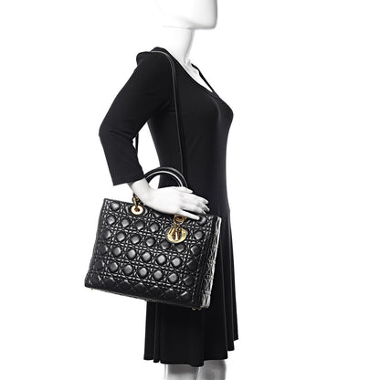 Christian Dior Lambskin Cannage Large Lady Dior Black 2 of 10
