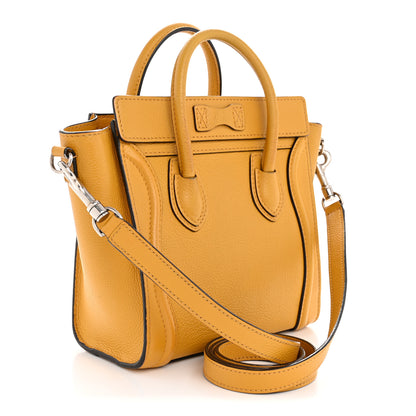 Celine Drummed Calfskin Nano Luggage Ocre 3 of 13