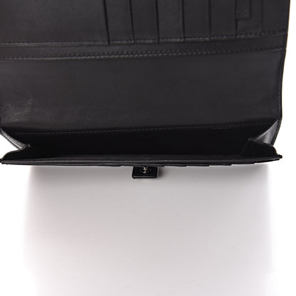 Saint Laurent Calfskin Crocodile Embossed Sac De Jour Supple Continental Wallet Black 7 of 10