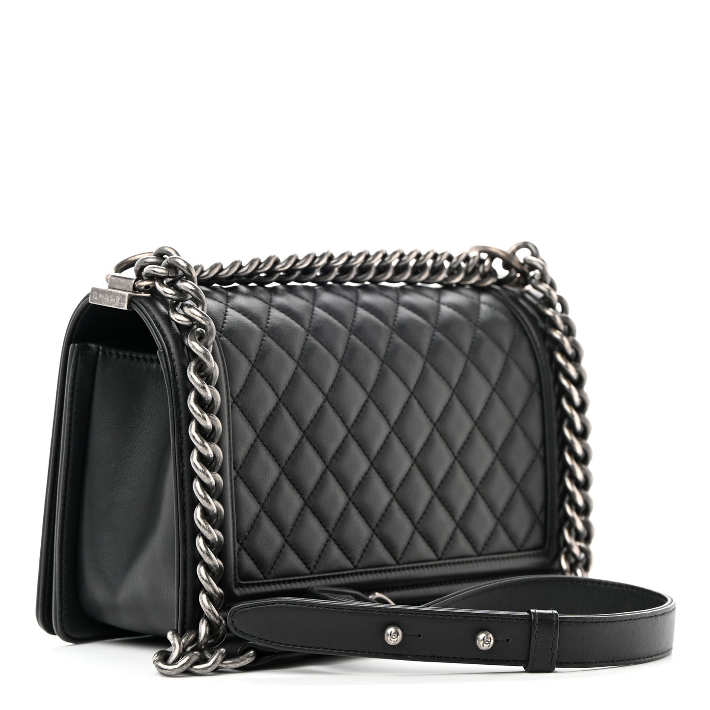 Calfskin Quilted Medium Boy Flap Black