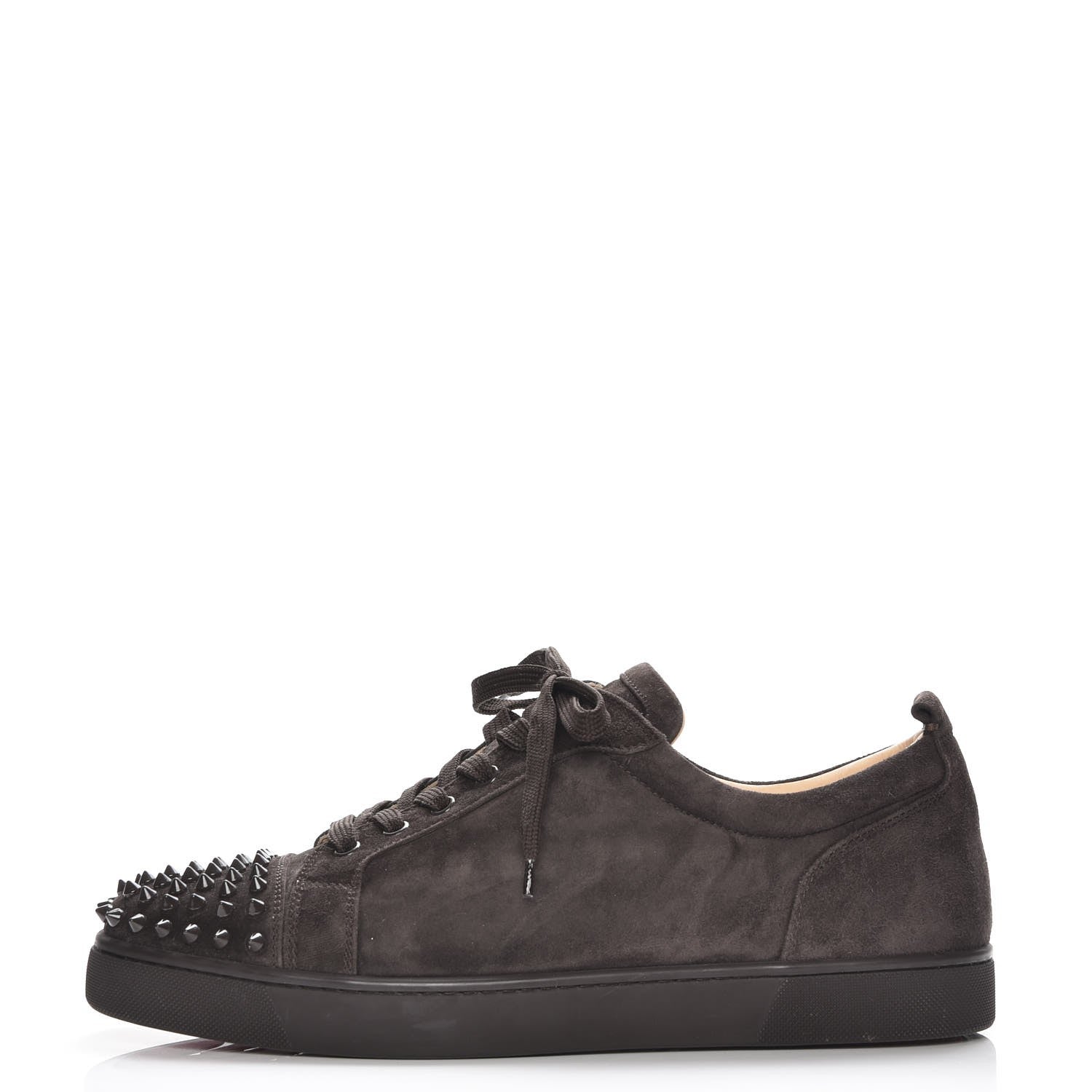Christian Louboutin Suede Louis Junior Spikes Flat Sneakers 45 Taupe 1 of 10