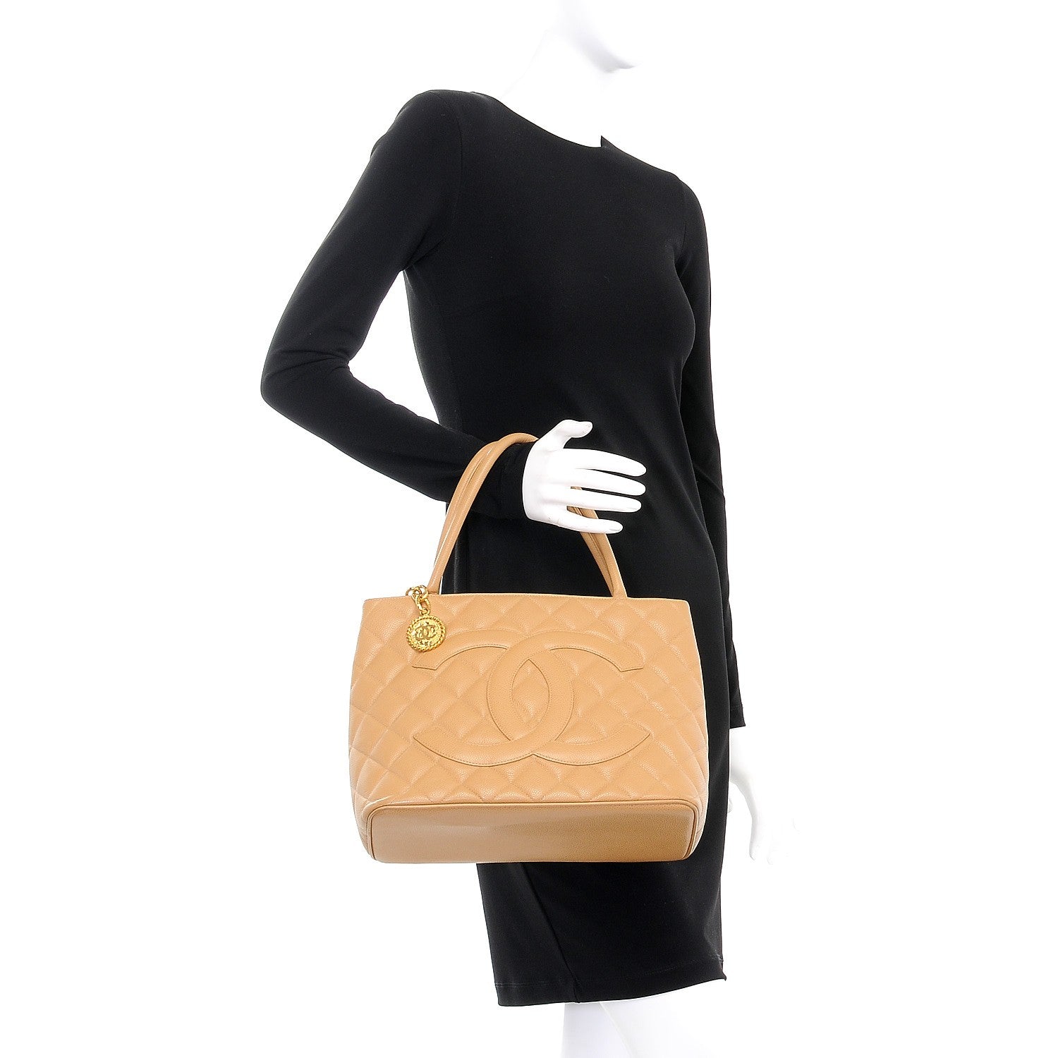 Chanel Caviar Quilted Medallion Tote Beige 2 of 15