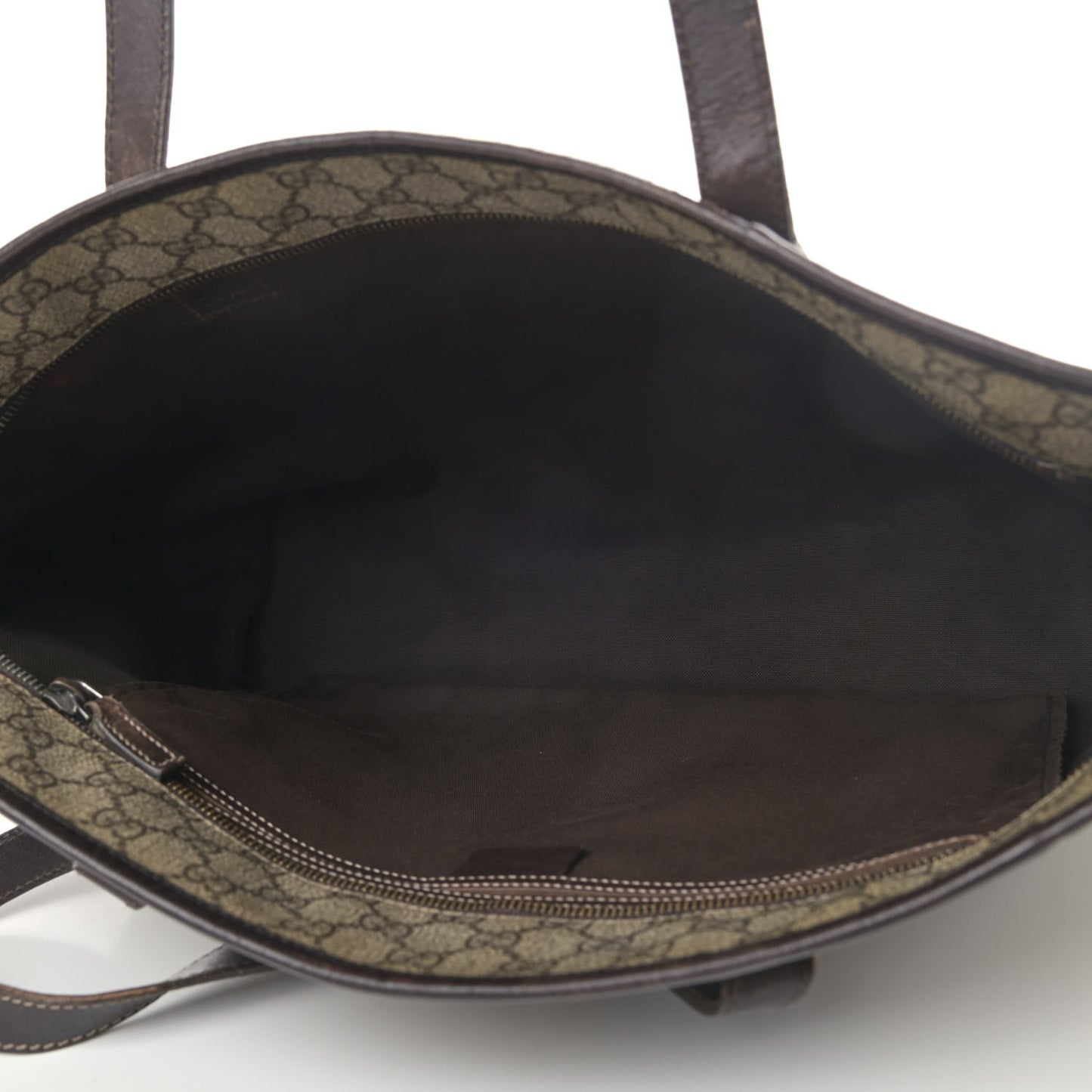 GG Supreme Monogram Medium Zippered Shopping Tote Brown