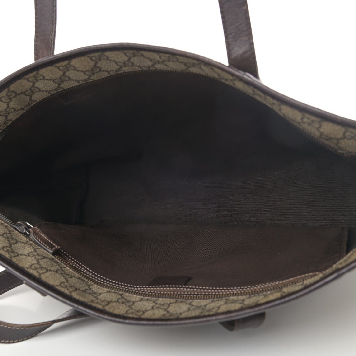 Gucci GG Supreme Monogram Medium Zippered Shopping Tote Brown 4 of 12