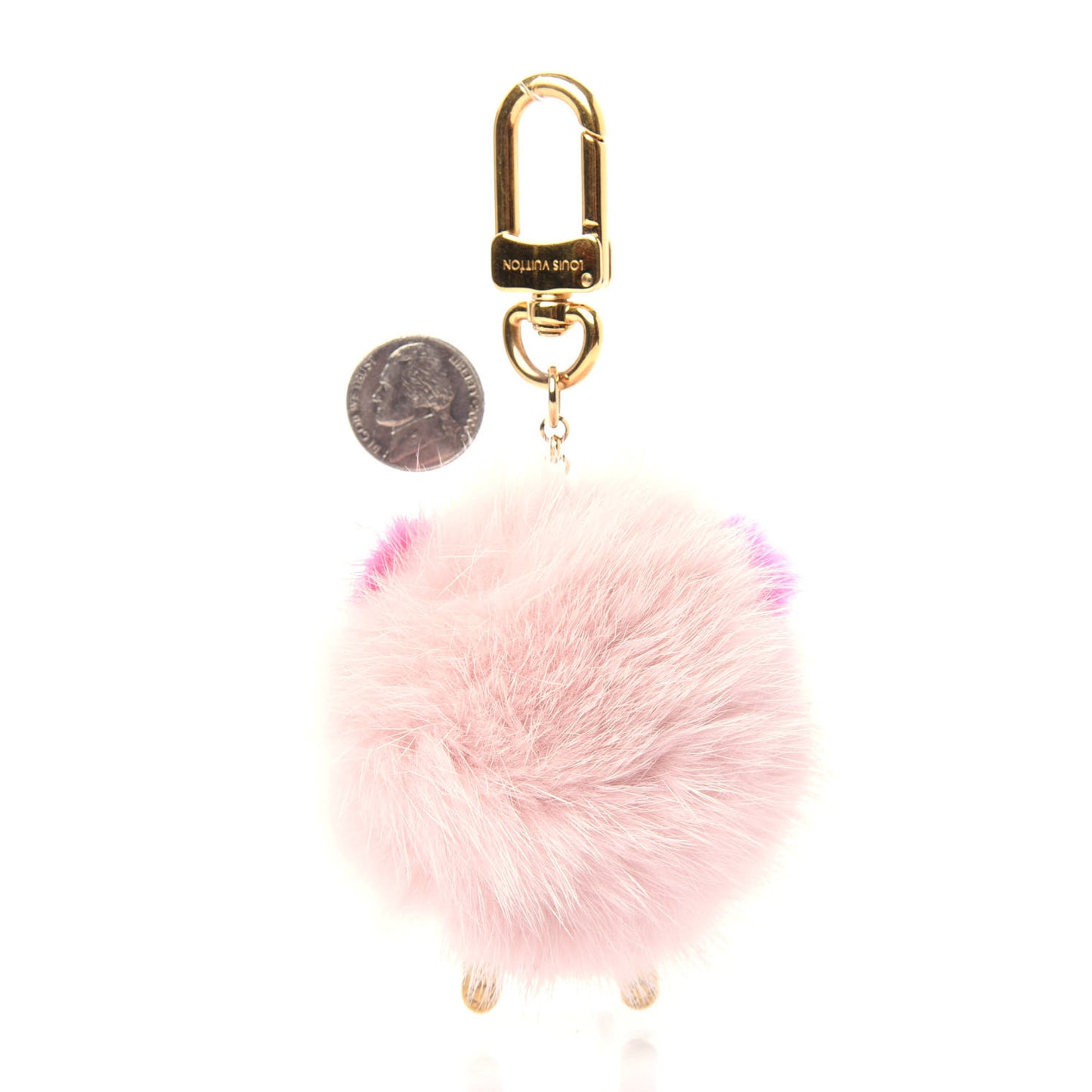 Calfskin Mink Fur Wild Puppet Bag Charm Key Holder Rose
