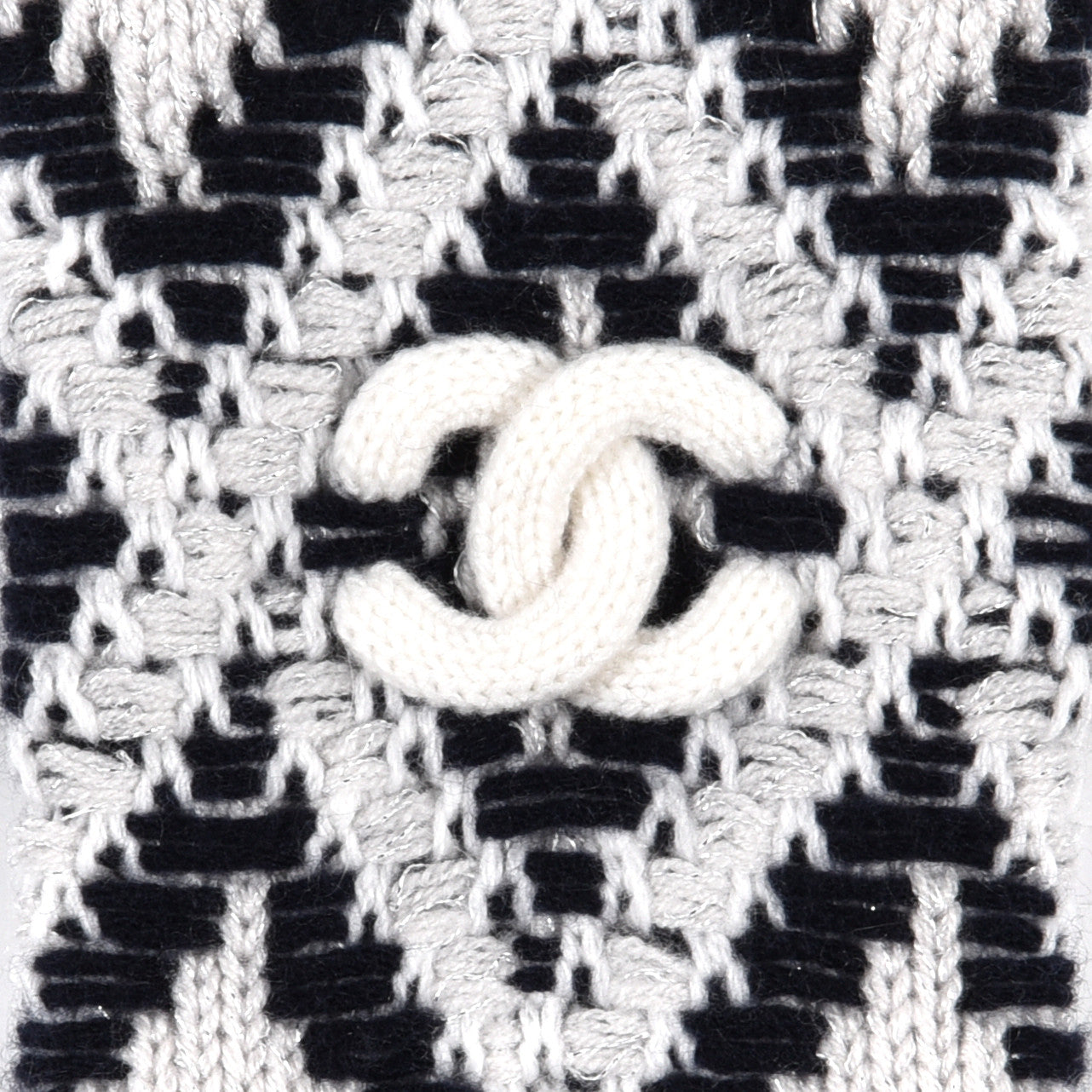 Cashmere Blend CC Beanie Hat With Gloves Set White Navy Blue