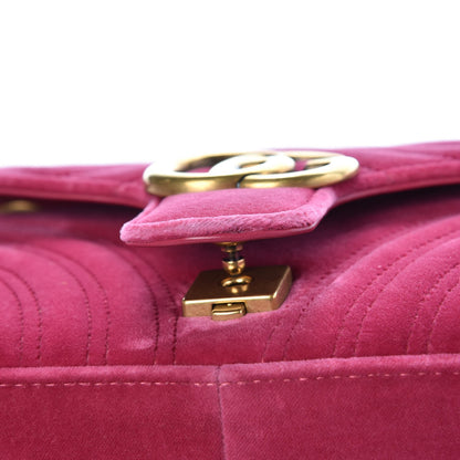 Gucci Velvet Matelasse Small GG Marmont Shoulder Bag Light Raspberry Rose 8 of 12