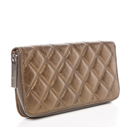 Chanel Metallic Aged Calfskin Quilted Paris New York PNY Wallet Dark Gold 3 of 10