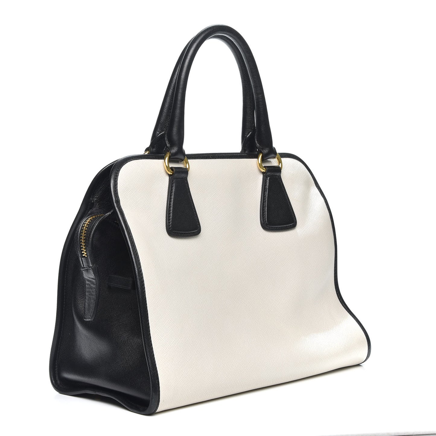 Saffiano Soft Bi-Color Tote Black White