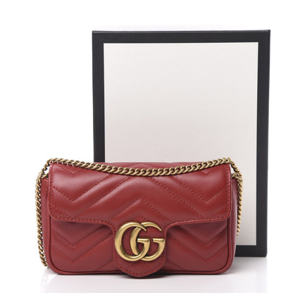 Gucci Calfskin Matelasse Super Mini GG Marmont Shoulder Bag Hibiscus Red 11 of 11
