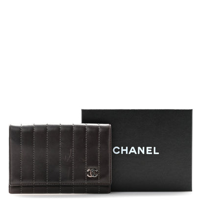 Chanel Lambskin Vertical Quilted Mademoiselle Compact Wallet Dark Brown 13 of 13