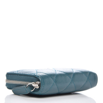 Chanel Caviar Quilted Zip Coin Purse Dark Turquoise 4 of 9