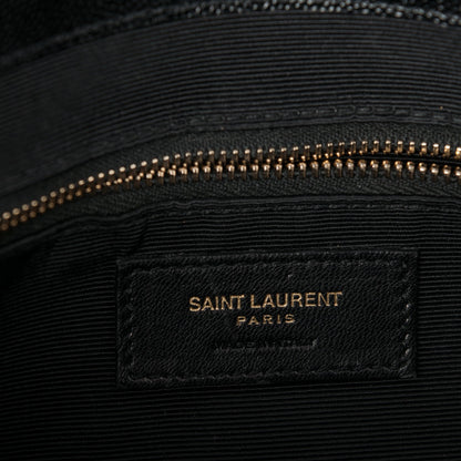 Saint Laurent Grain De Poudre Matelasse Chevron Large Monogram Satchel Black 6 of 7