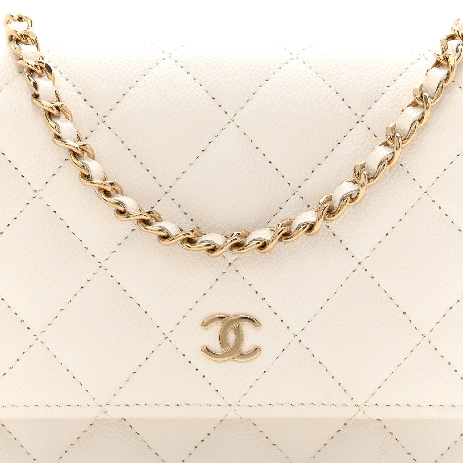 Chanel Caviar Quilted Wallet on Chain WOC White 9 of 11