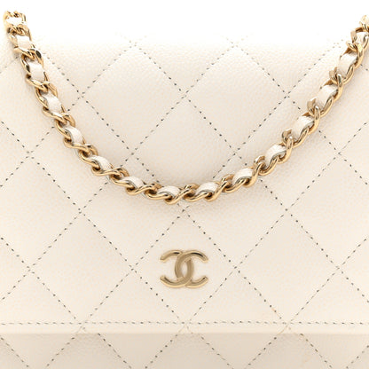 Chanel Caviar Quilted Wallet on Chain WOC White 9 of 11