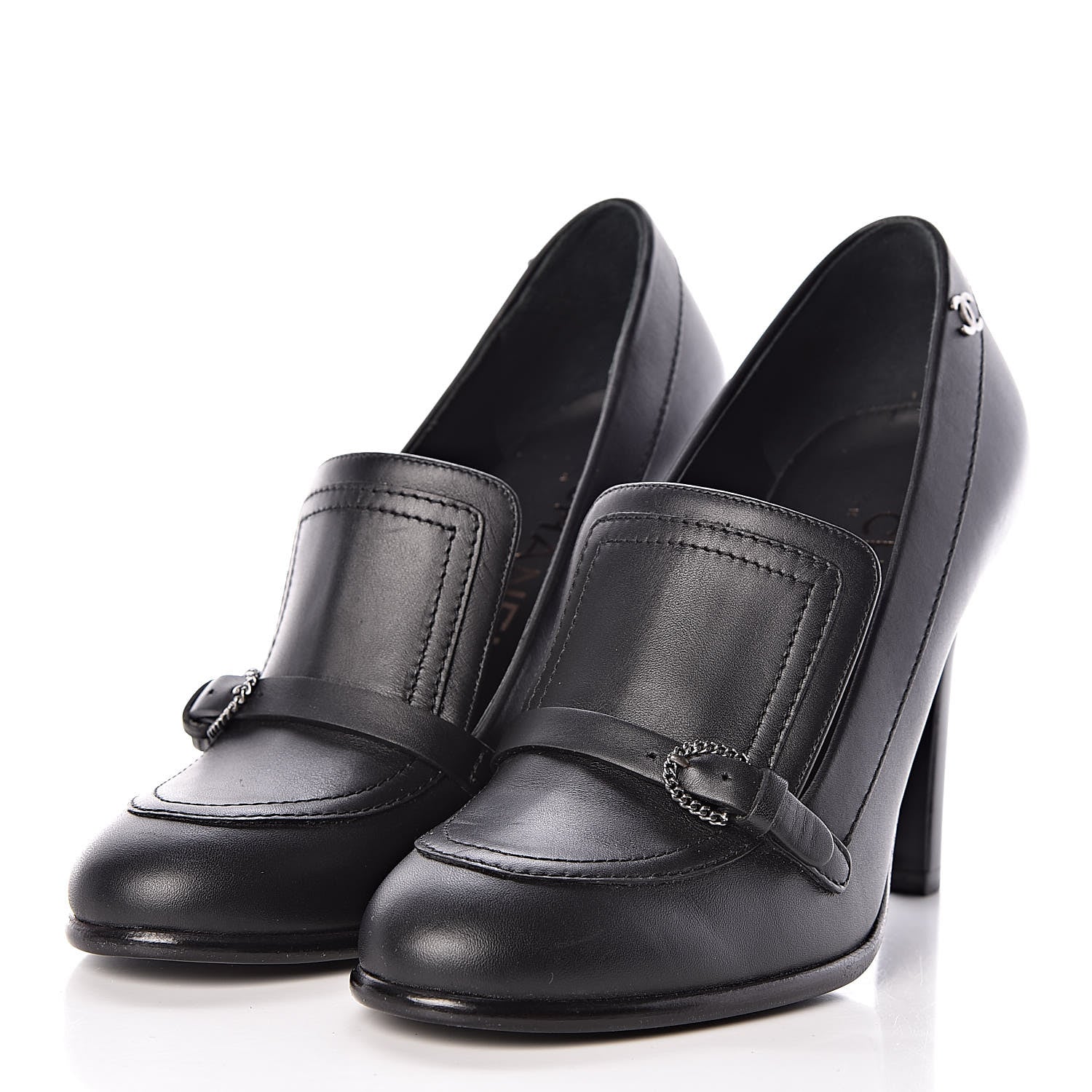 Chanel Calfskin Buckle Pumps 36 Black 3 of 14